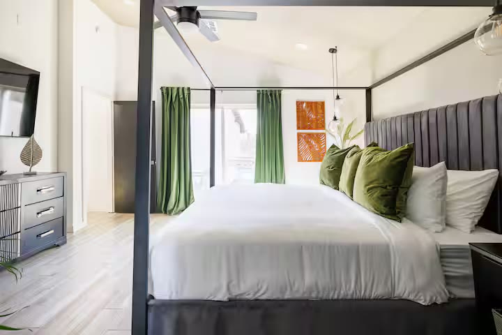 Modern All-En-Suite Home queen bedroom at a direct-booking vacation rental in Phoenix, Arizona
