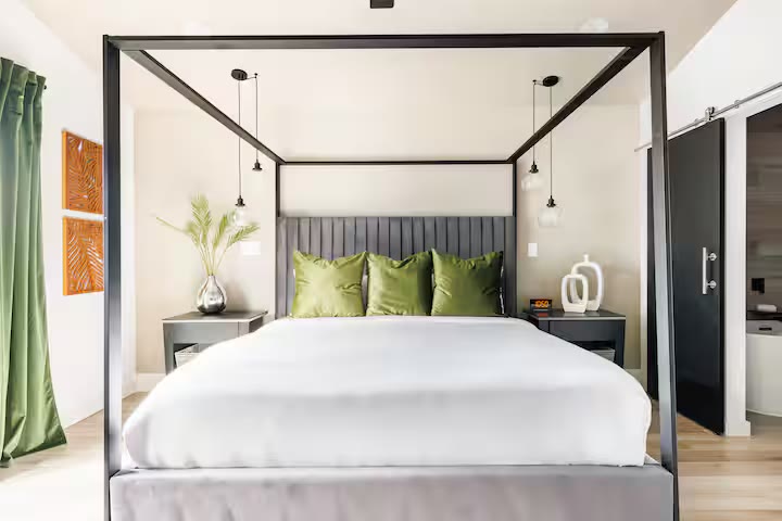 Modern All-En-Suite Home queen bedroom at a direct-booking vacation rental in Phoenix, Arizona