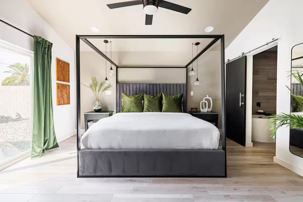 Modern All-En-Suite Home guest bedroom at a direct-booking vacation rental in Phoenix, Arizona