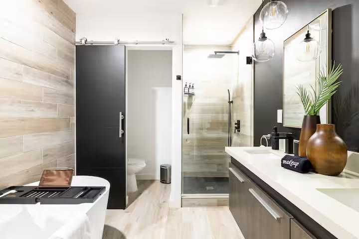 Modern All-En-Suite Home bathroom vanity at a direct-booking vacation rental in Phoenix, Arizona