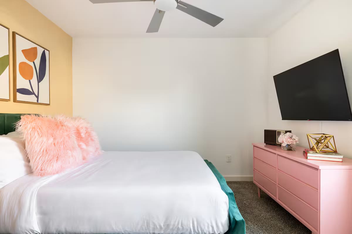Modern All-En-Suite Home queen bedroom at a direct-booking vacation rental in Phoenix, Arizona