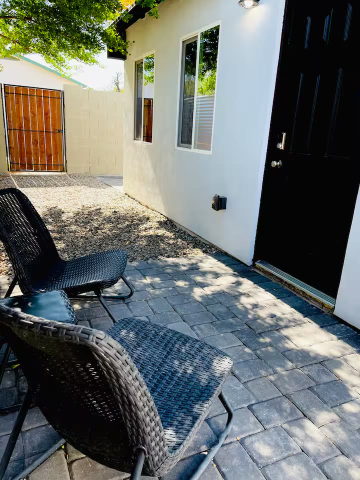 Detached Studio Guesthouse private studio entrance at a direct-booking vacation rental in Phoenix, Arizona
