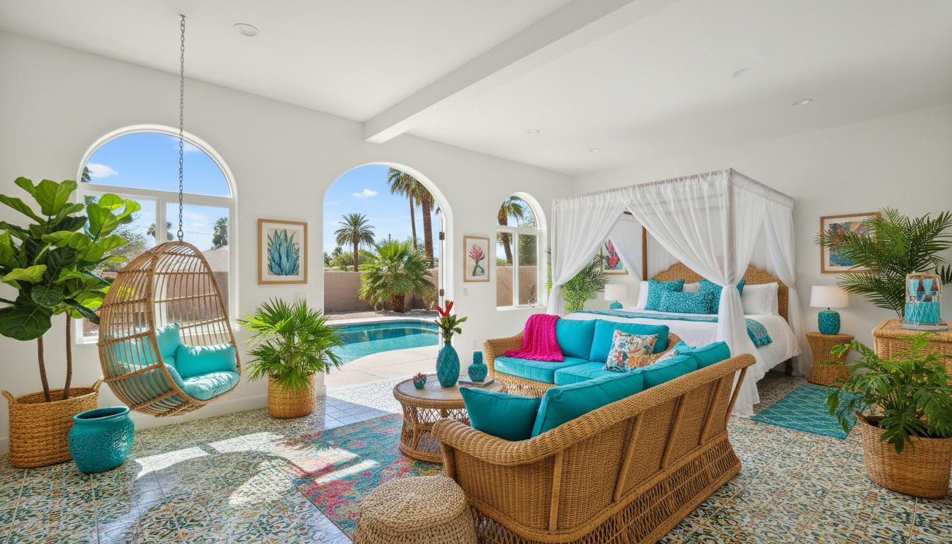 Interior of Palm Haven Pool House studio