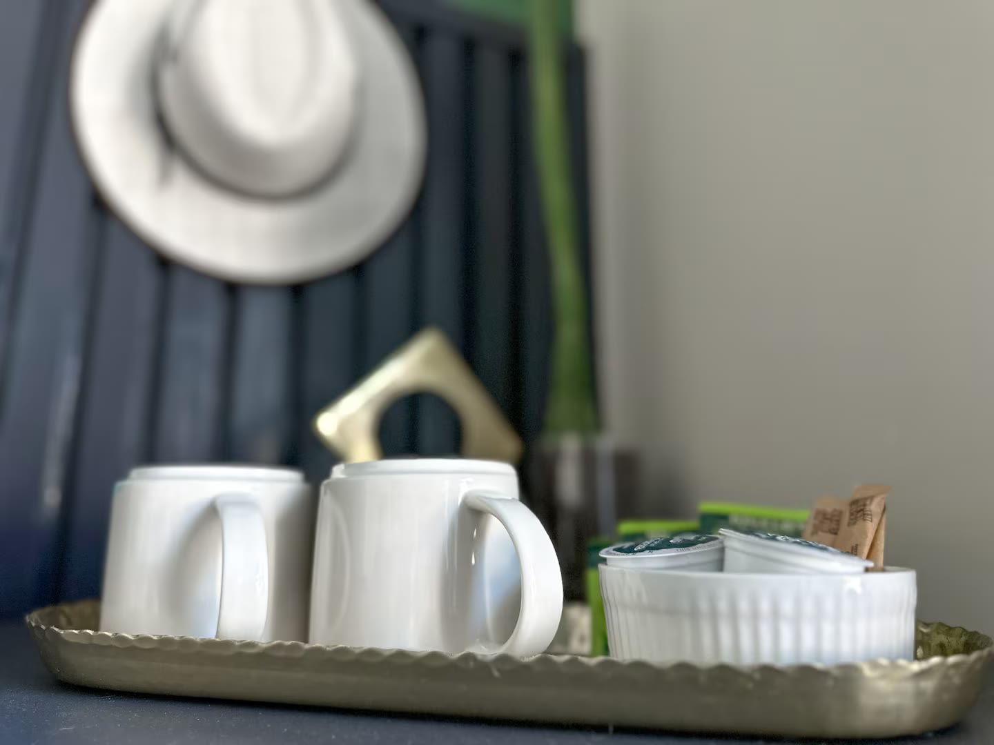 Palm Haven Pool House coffee tray at a direct-booking vacation rental in Phoenix, Arizona