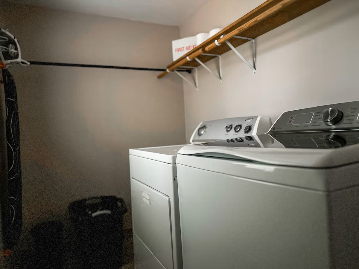 The Angler's Canoe Lake House - Laundry Room The Angler's Canoe Lake House laundry room at a direct-booking vacation rental in Cedar Bluff, Alabama